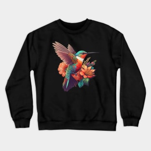 Hummingbird and Flowers Crewneck Sweatshirt